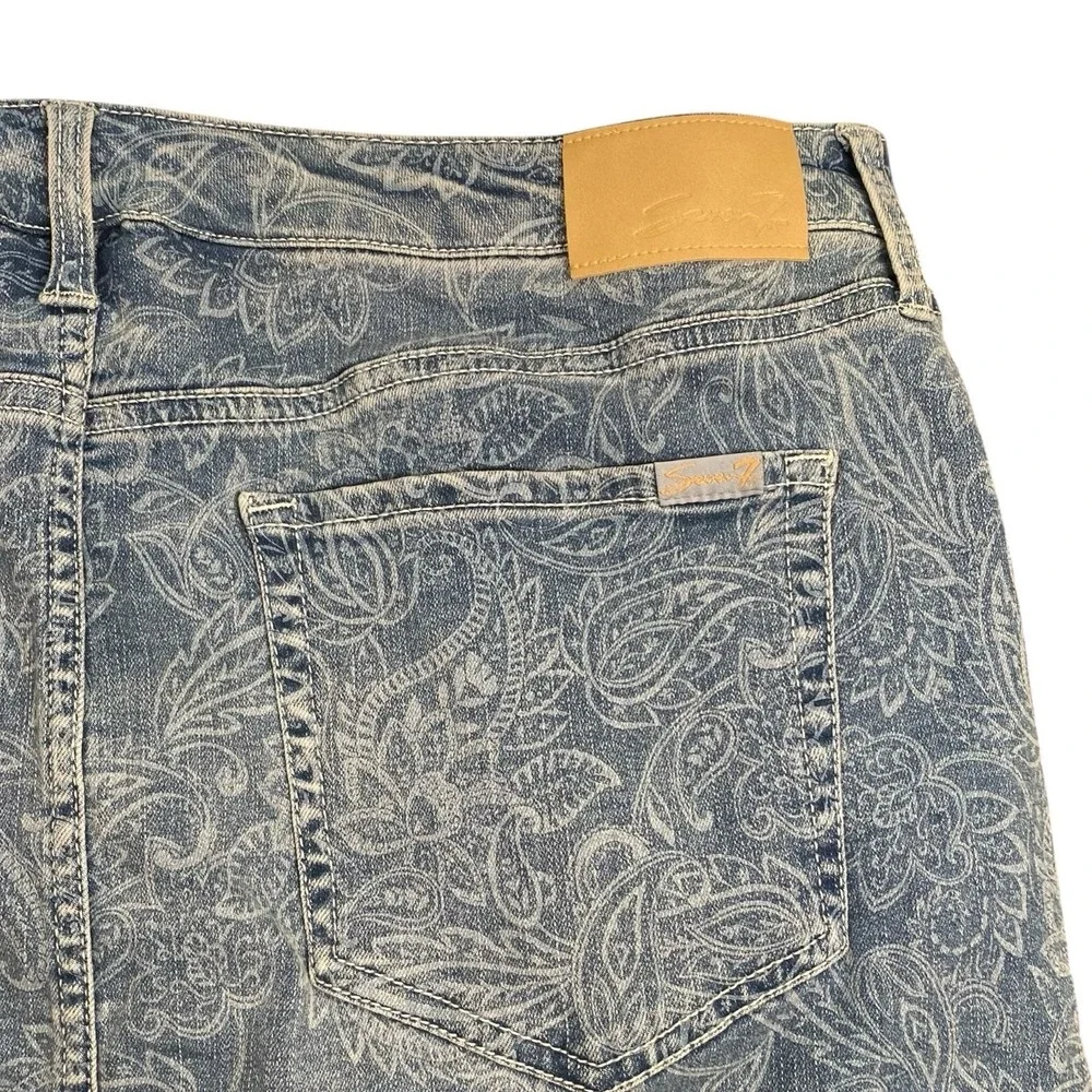 Seven 7 Denim Mini Skirt Womens Size 16‎ Delancey Paisley Print Boho Stretch 337